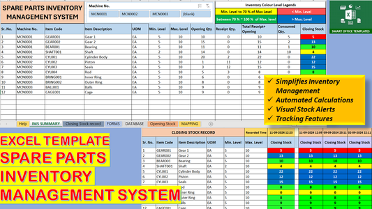 Excel Template Spare Parts Inventory Management System (IMS)