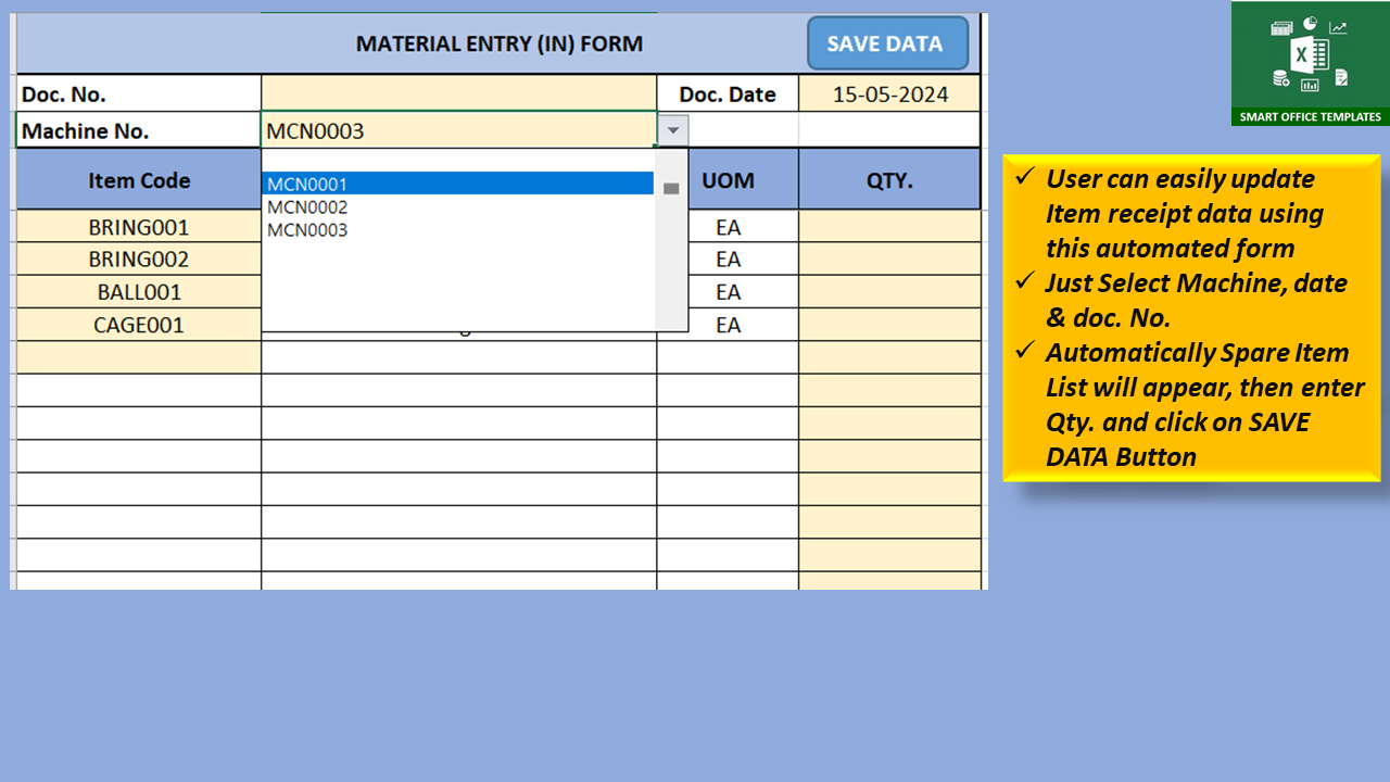 Excel Template Spare Parts Inventory Management System (IMS)